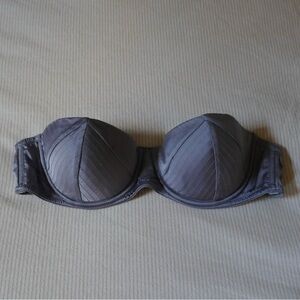 Fleur du mal top stitch silk bra in smoke